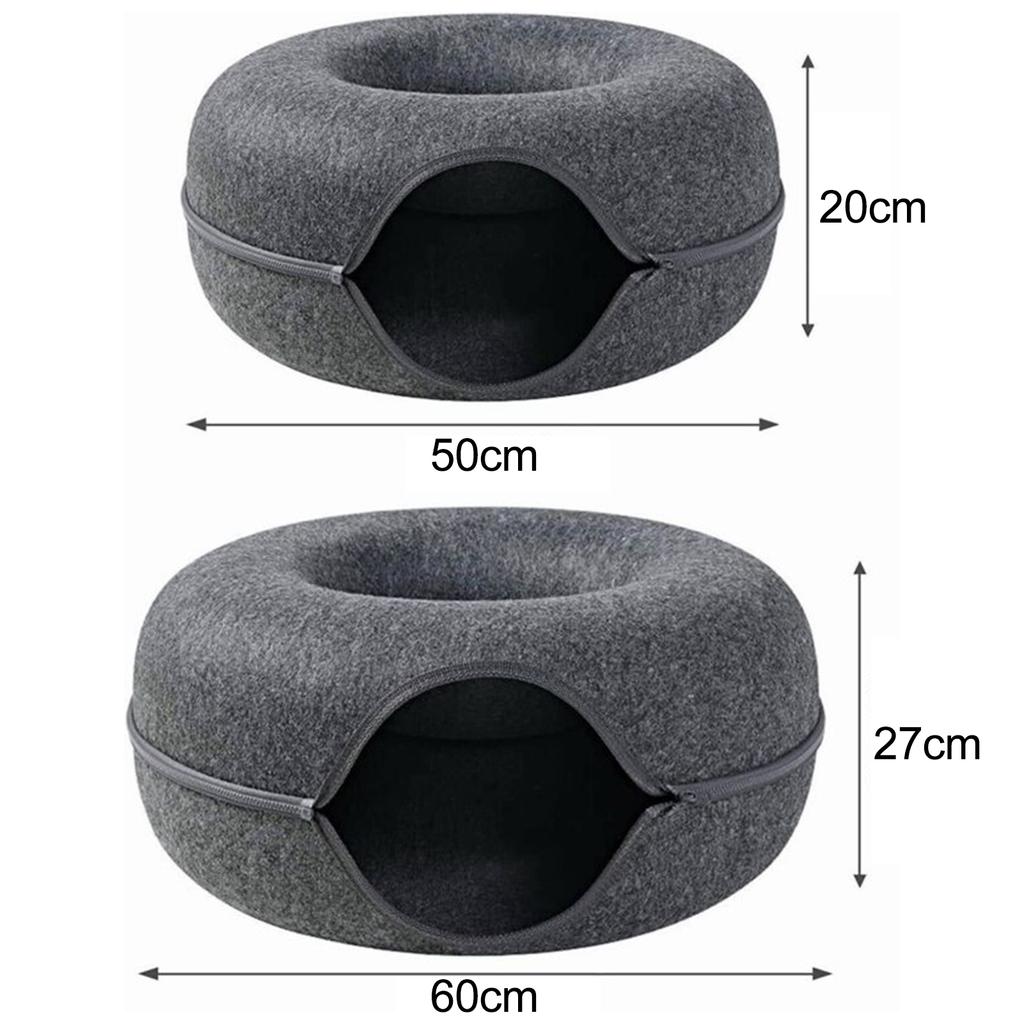 Cat Tunnel Bed for Indoor Cats Cat Toy Donut Cat Bed Durable  Dual-Function Design Scratch