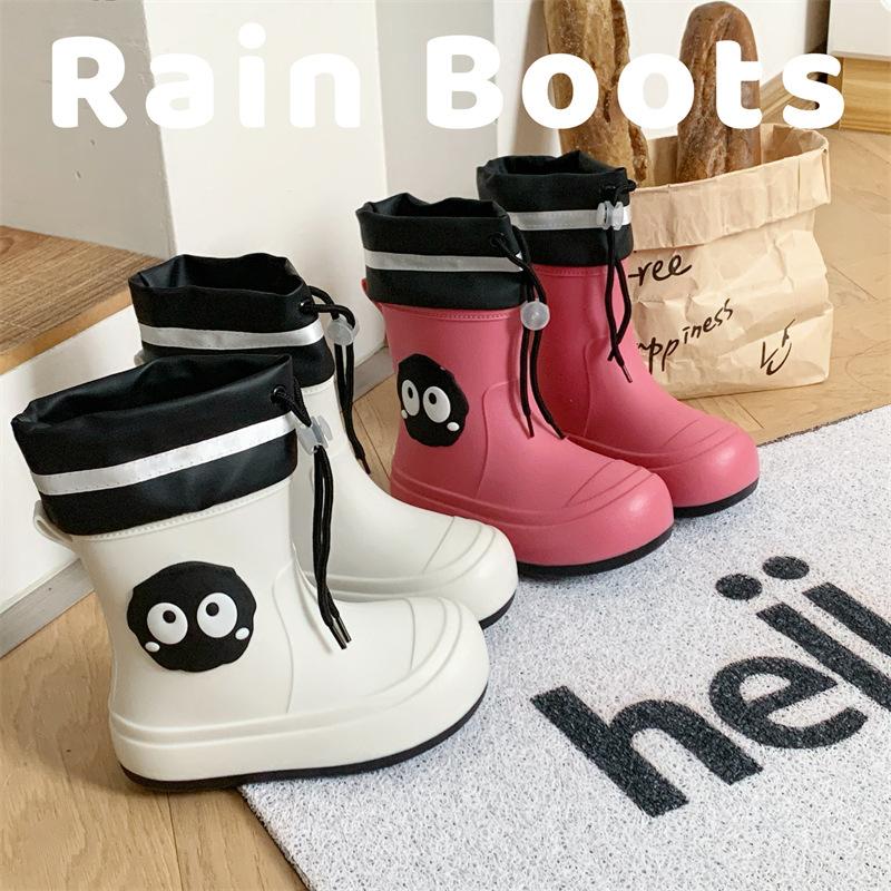 Japanese-style cute children's parent-child rain boots for girls, suitable for students and older children, non-slip soft-soled rain boots with plush
