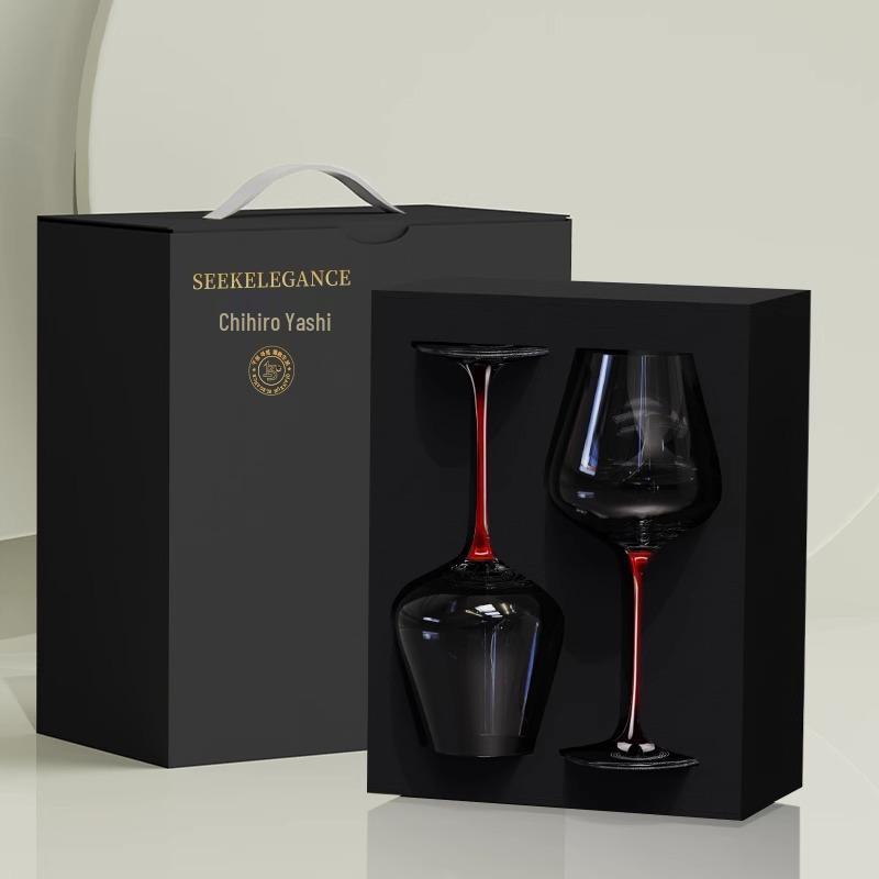 Burgunder Rotweinglas-Set mit hohem Stiel - 2-teilige Geschenkbox