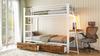 White Bunk Bed 90x200 Cm with Desk, LED Lighting and Storage Drawer, EN747 Certified, 250 Kg Per Level