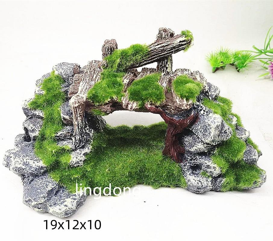 Résine Bois Coulé Mousse Aquarium Décoration de Paysage Ornements Flocage Trou d'Échappement Simulation Bois Mort Arbre Diamant