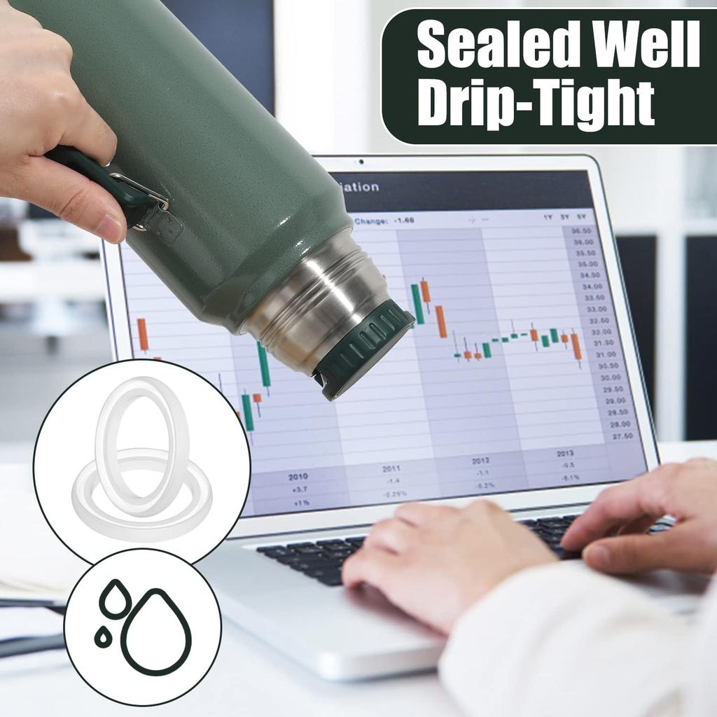 4pcs Replacement Gaskets for Stanley Cup, Silicone Seal Ring for Thermos Lid Compatible With Stanley Classic 20 oz 1.0 QT 1.5 QT 2 QT 2.5 QT Vacuum