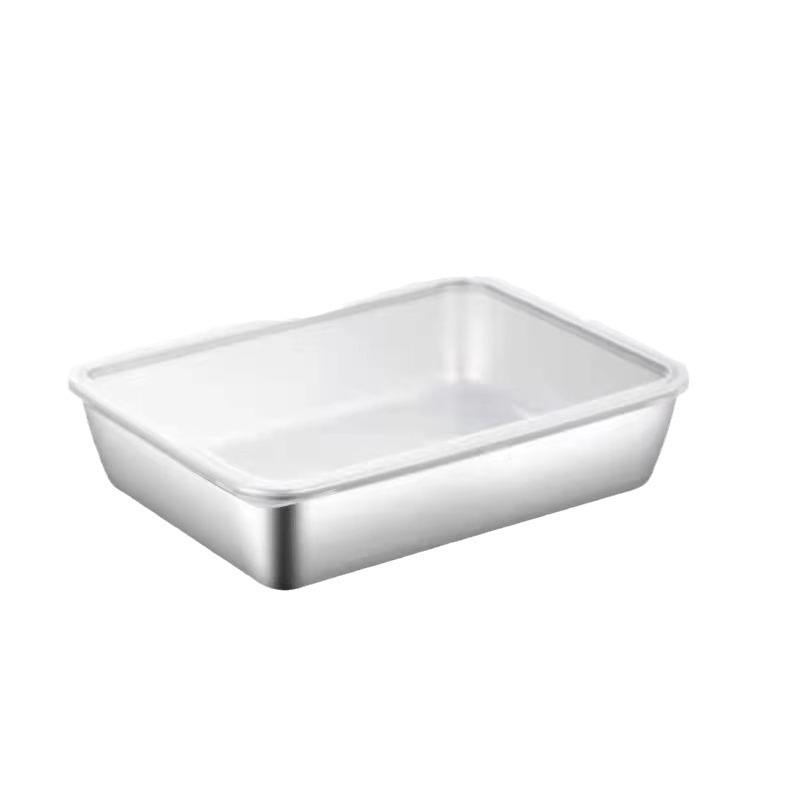 Rectangular Large Capacity Stainless Steel Food Storage Container with Lid for Refrigerator and Meal Prep