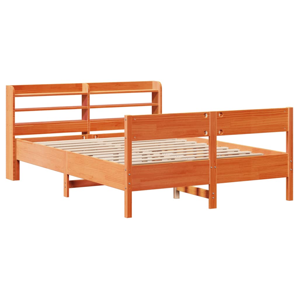 Solid Wood Bed without Mattress Wax Brown 150 x 200 cm Pine Wood