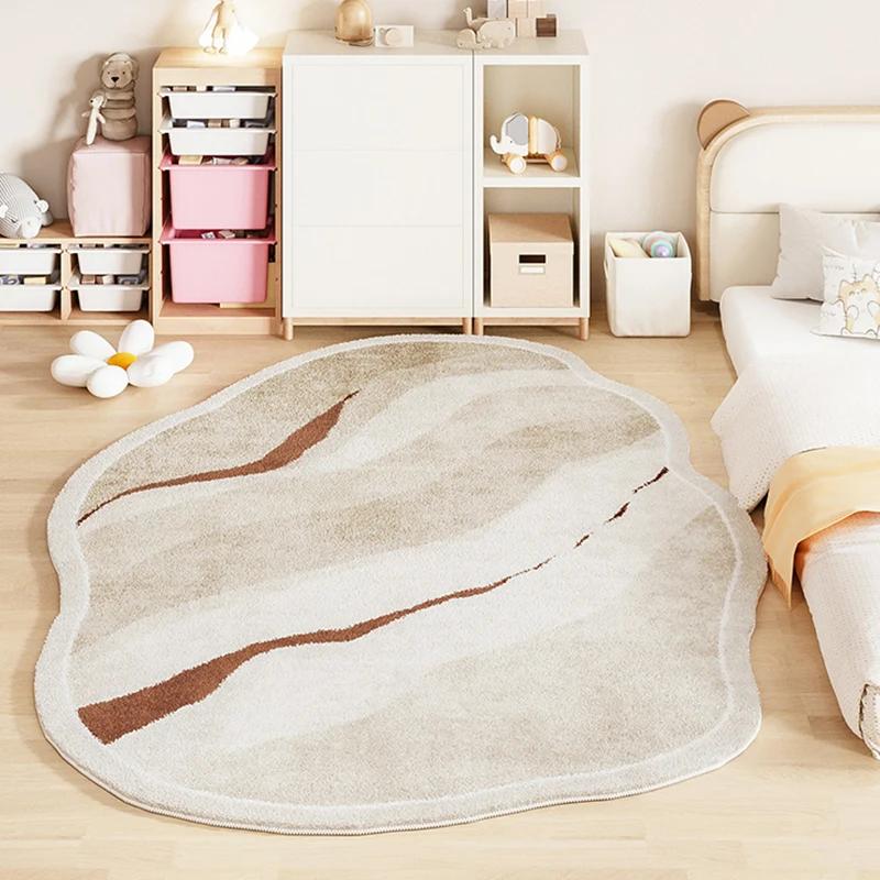 Ins Cream Style Carpets for Living Room Wabi-sabi Bedroom Decor Plush Carpet Fluffy Soft Bedside Rug Irregular Shaped Thick Mat