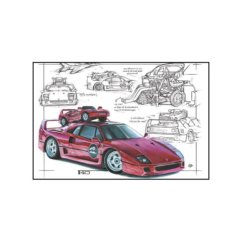 Pittura su Tela Poster a Tema Auto Pittura Decorativa Soggiorno Camera da Letto Stanza E-sport Murale da Corsa Supercar GTR