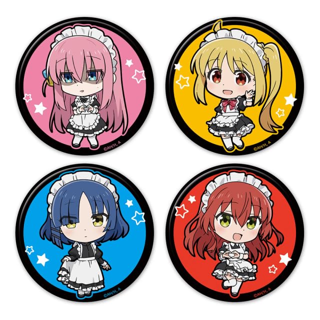 

Anime Bocchi the Rock! Can Badge Set of 4: Hitori, Nijika, Ryo, and Ikuyo (Maid Outfit Ver.)