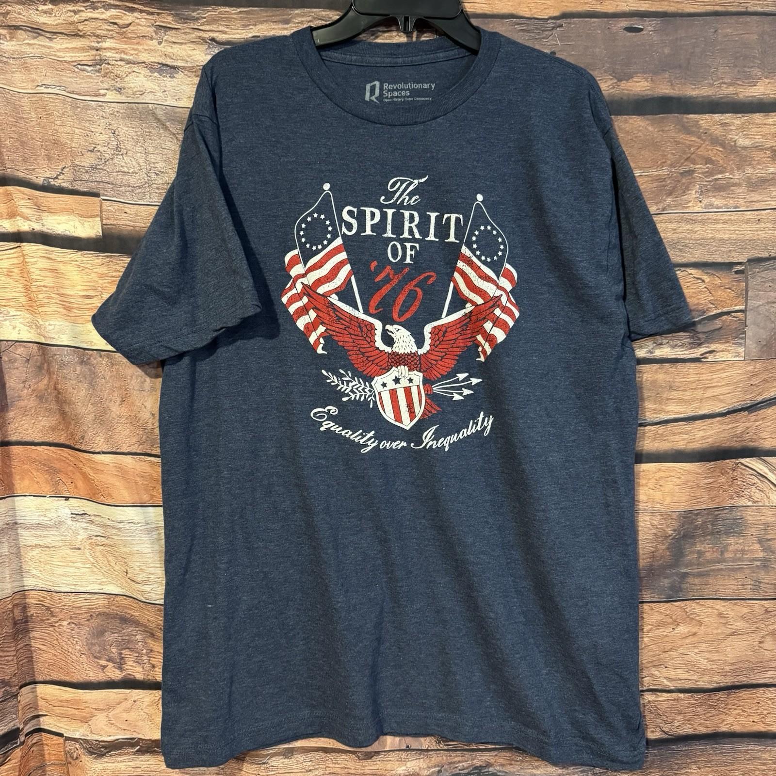 The Spirit Of 76 XL Blue Short Sleeve Equality Over Inequality Eagle USA Unisex T-Shirt M