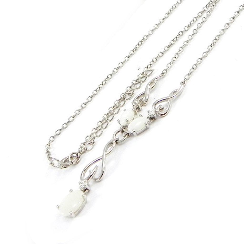 Les Trésors De Lily [G9293] - Colier Argint 'Zeița Opal' Alb argintiu (rodiat) - 25x6 mm