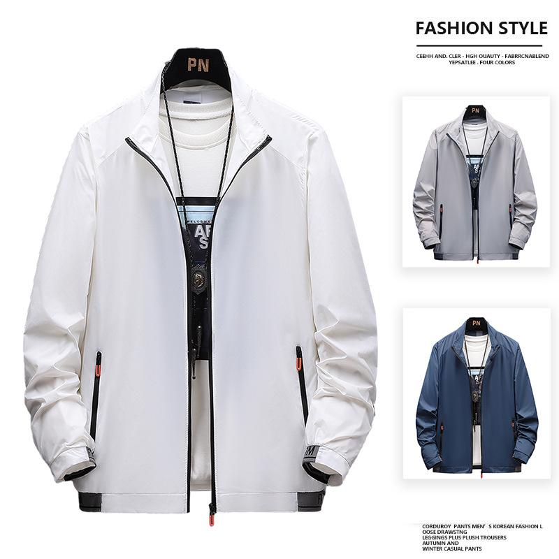 Men's Quick-Dry Ice Silk Sun Protection Jacket - Summer Lightweight Stand Collar Sports Top