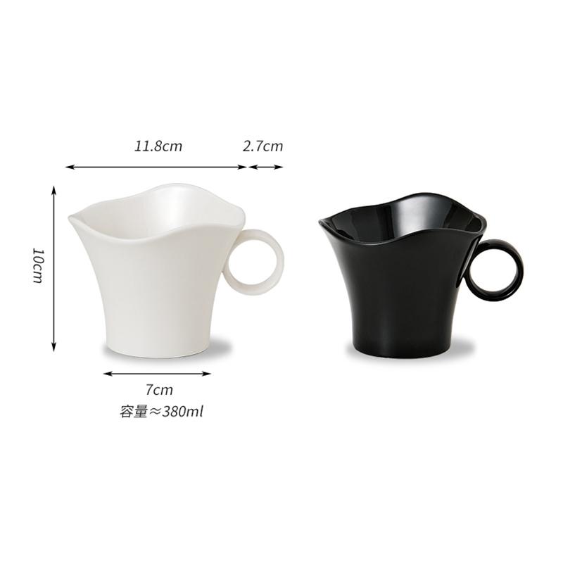 European Style Black White Porcelain Coffee Mug Large Capacity Breakfast Milk Mug Household Ceramic 380ml Tea Cup Drinkware Home