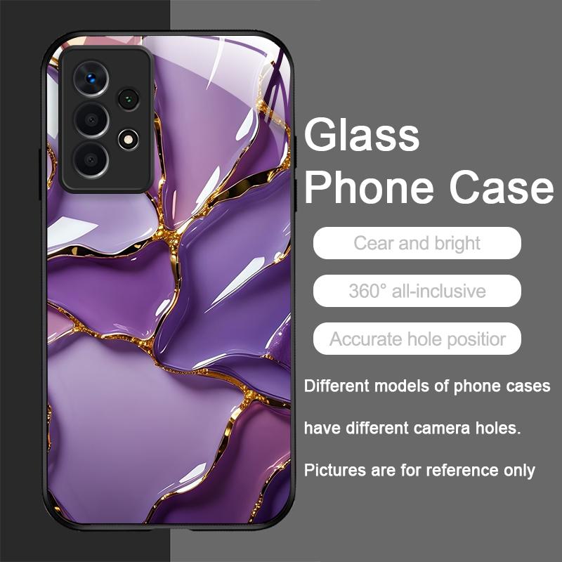 Luxury Marble Textured Patterns Tempered Glass Phone Case for Samsung Galaxy S25 Ultra S24 S23 Plus S22 S21 S20 FE A56 A55 Cover
