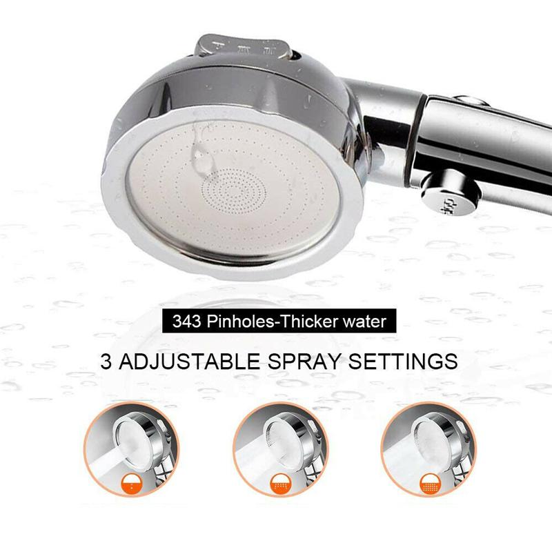 1PCS Portable 3 Modes 360° 3 In 1 Adjustable Universal Water Saving Hand Shower High Pressure Head Shower