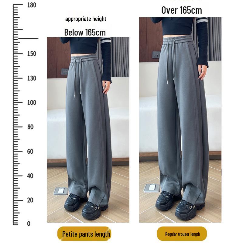 Women's High-Waist Dark Gray Sweatpants - Slim Fit, Wide Leg Sports Pants for Autumn 2025