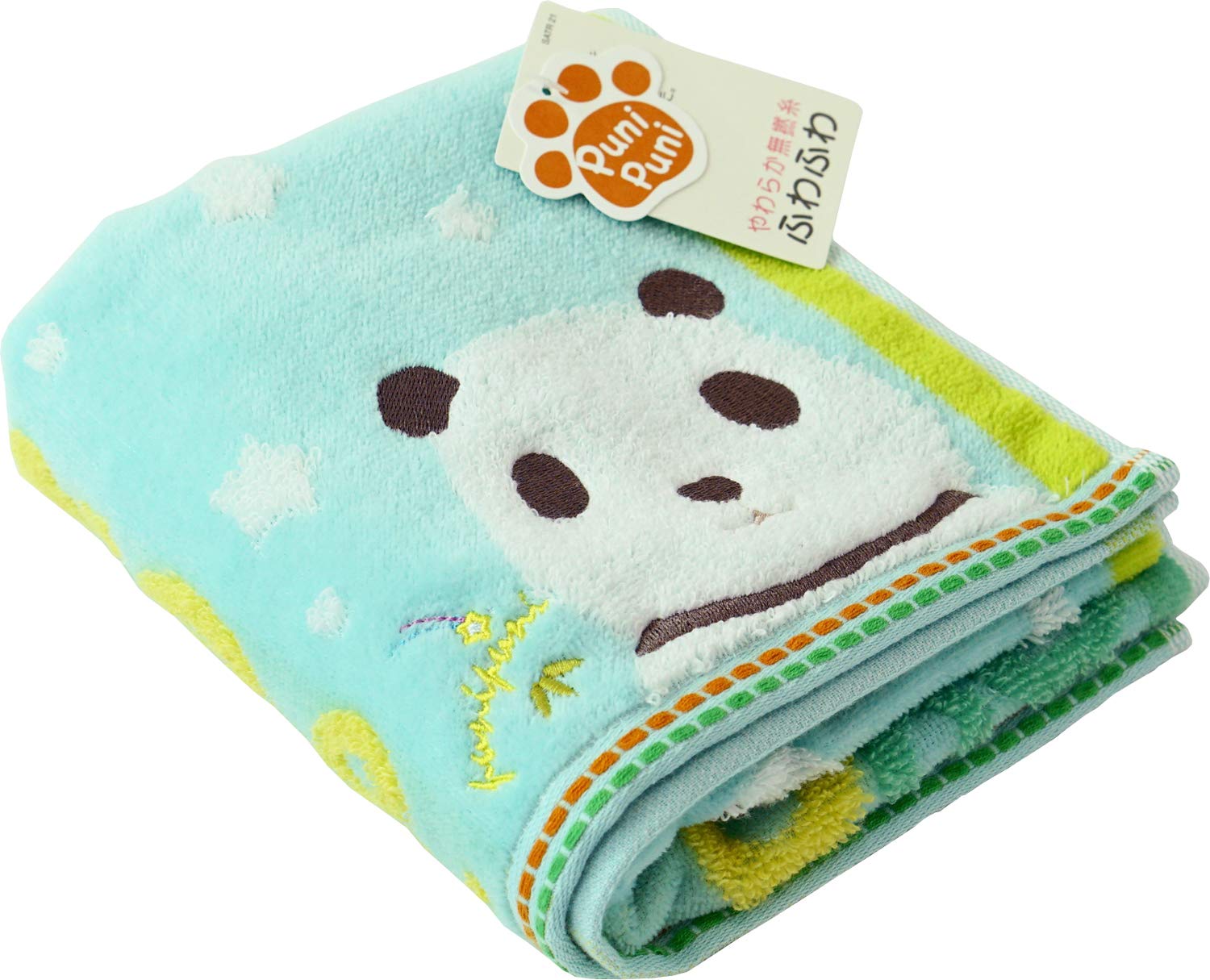 

Uchino Face Panda 34 x 75 9006F704 BG Towel, Blue-Green, Design, Approx. cm, Mochi-Puni,