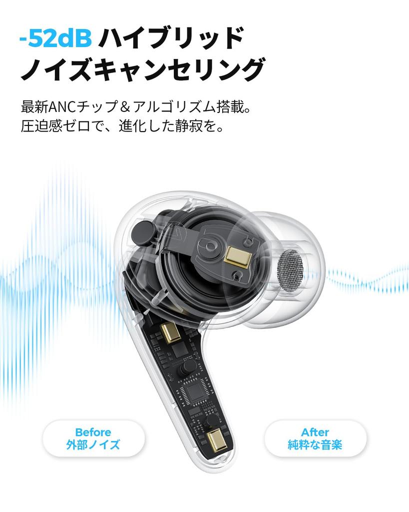 SOUNDPEATS C30 Wireless Earbuds Gold Award Hybrid LDAC Up to 52 Hours of Bluetooth Noise Cancelling for Dedicated App IP54 Dust and Water Quick Charge