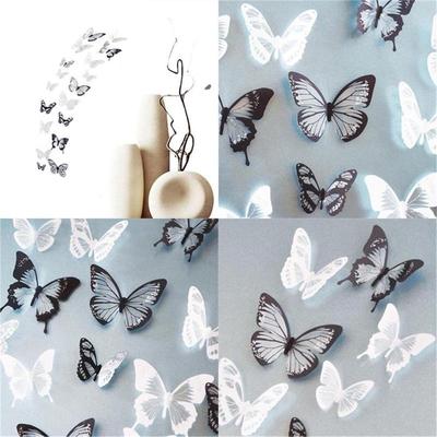 18vnt/rinkinys „Pasidaryk pats“ 3D drugelių sienų lipdukai Art Decal PVC drugeliai namų dekoravimui