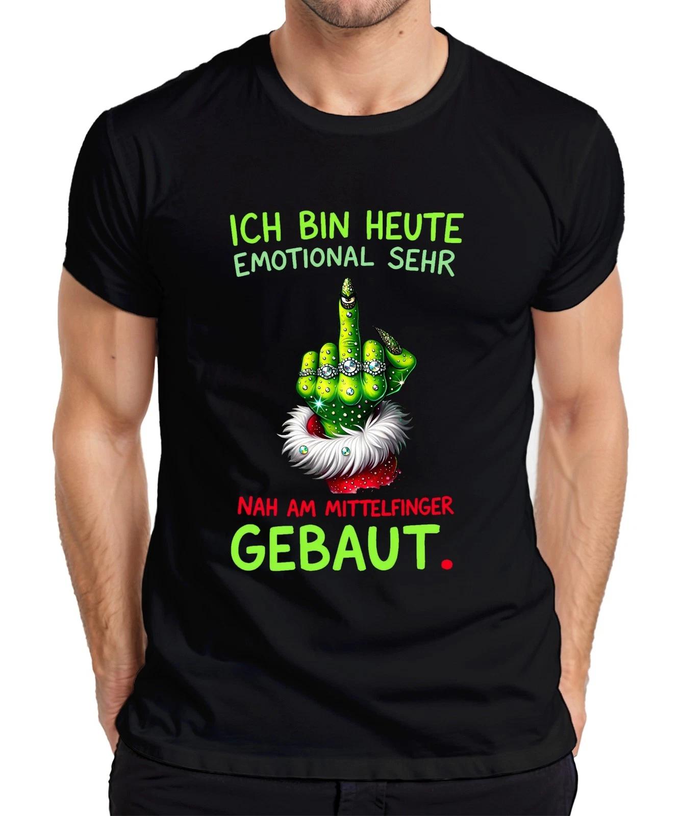 ICH BIN HEUTE EMOTIONAL NAH AM MITTELFINGER Grinch Weihnachten Herren T-Shirt XL