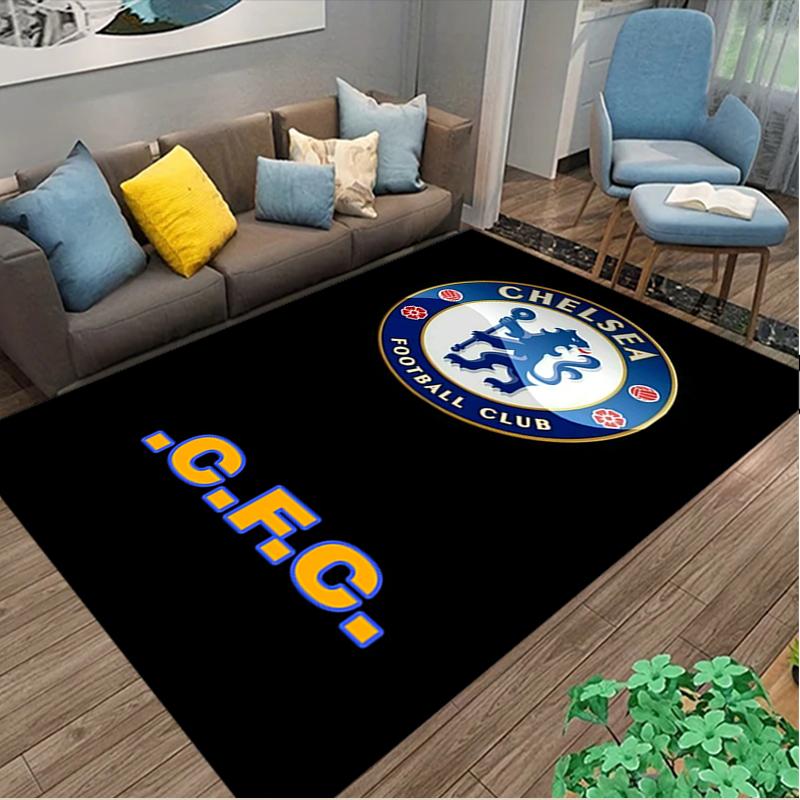 [Chelsea FC Teppich mit Aufdruck] Rutschfester Büroteppich, Gemütlicher Teppich für Wohnzimmer, Weiche Matte für Sofa/Stuhl im Zuhause