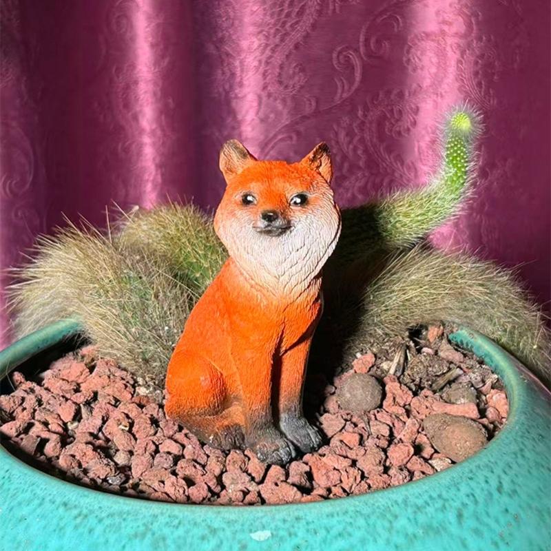 Sitting Foxes Figurines Garden Foxes Statue Landscape Decors Animal Figurines Sculpture Table Centrepieces Home Decors