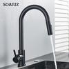 Rubinetto da cucina nero flessibile estraibile 2 modalità ugello miscelatore acqua calda e fredda rubinetto montato sul ponte spruzzatore e flusso SUS 304 rubinetti