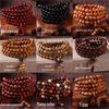 Buddhist Prayer Bracelet - 108 Beads, Multi-strand Sandalwood, Black Rosewood, Wenwan Style