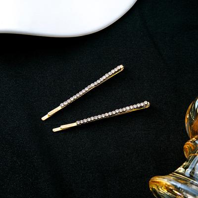 Einfacher Diamantbesetzter Pony Ein-Wort-Klip, Tägliches Pendeln Seitenklip für abgebrochene Haare Haarschmuck Damen
