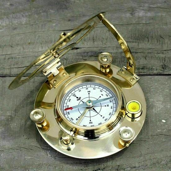 Nautical Brass Round Sundial Compass Working Directional Pocket Compass Gift