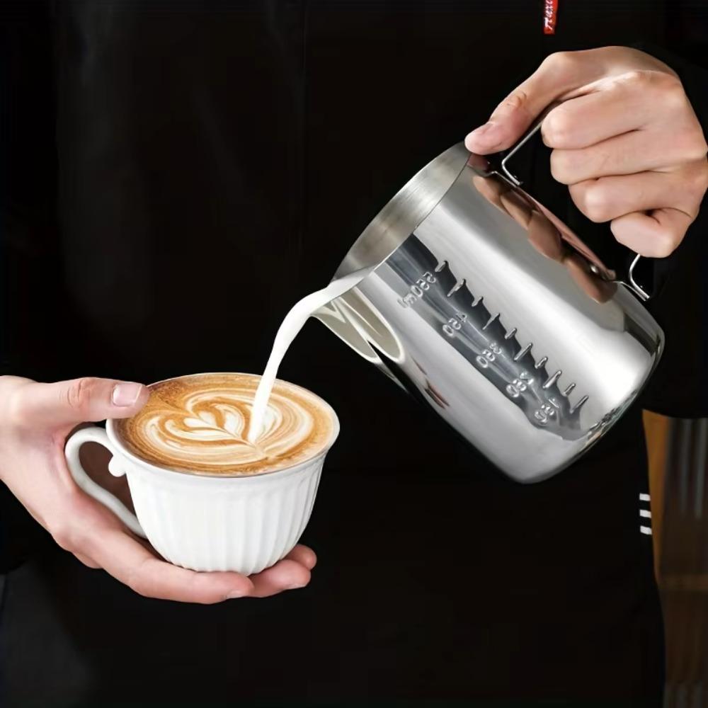Stainless Steel Latte Art Cup with Scale Frother Pitcher Coffee Tool Measuring Cups  Cafe