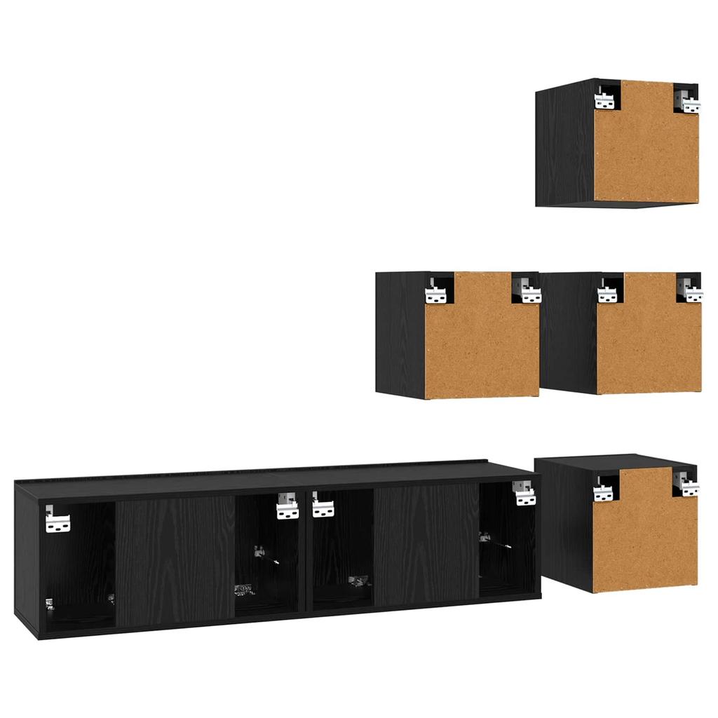 TV Cabinet Set 6 pcs 60 x 30 x 30 cm Black Oak