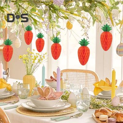 1/10 Pezzi Ornamento Carota di Pasqua Mini Carota Artificiale di Carta a Nido d'Ape Decorazione da Appendere Artigianato Fai da Te per Decorazioni per Feste in Casa