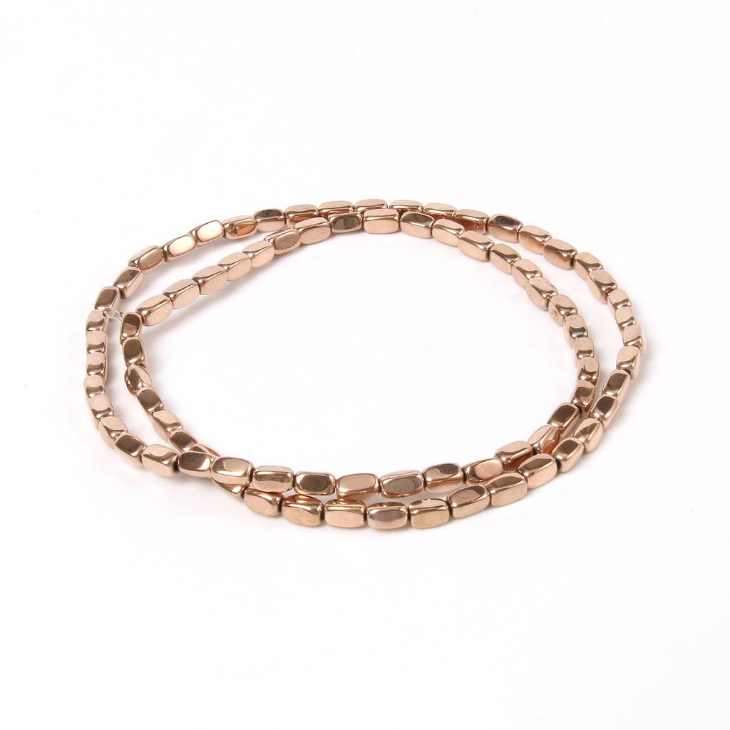 Handgefertigte Bastelfarbe, rosévergoldete Hämatitperlen, natürliche Rondelle-Perlen für Schmuckherstellung, DIY-Charms, Armband-Zubehör, 38,1 cm