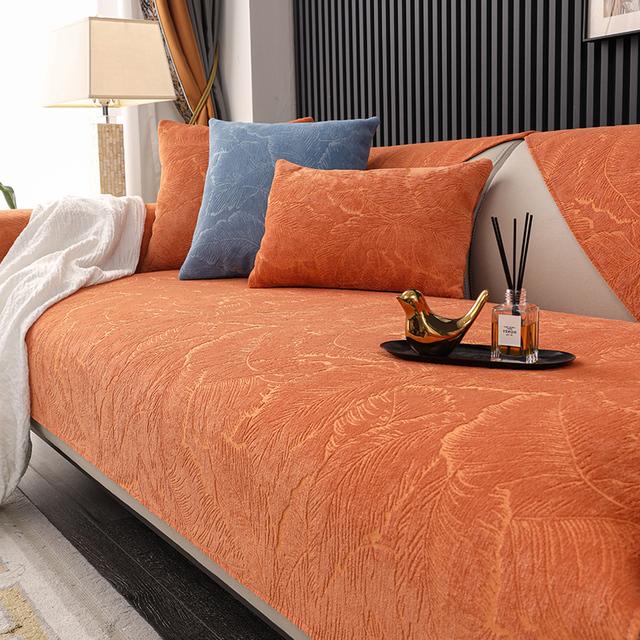 Chenille Sofabezug für Wohnzimmer Rutschfest L-förmiger Sofaüberwurf Vier Jahreszeiten Universelles Couchtuch Waschbare Sofamatte