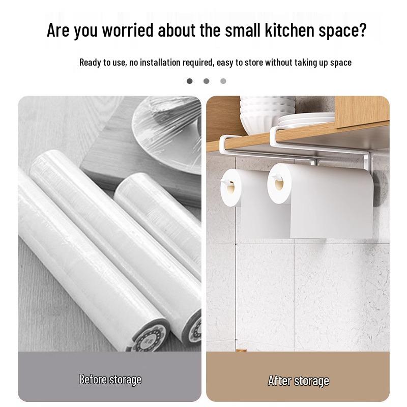 New Arrival: Punch-Free Kitchen Towel & Cling Film Storage Rack