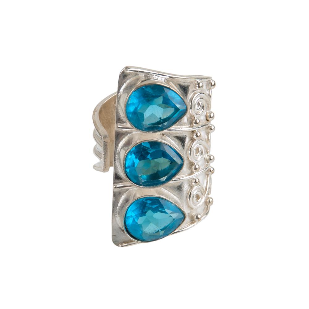 Swiss Blue Topaz Gemstone 925 Solid Silver Jewelry Handmade Women Ring For Gift RR-20-6