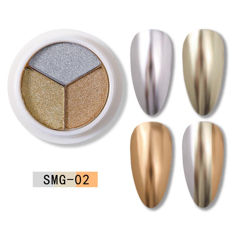 Aurora Triple-Color Nail Mirror Powder Set