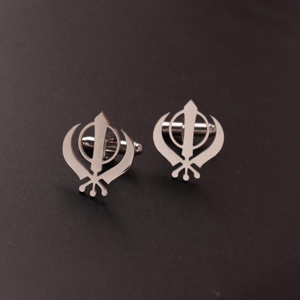 Symbol Sikhów Stal Nierdzewna Spinki do Mankietów Dla Mężczyzn Lew Spinka do Mankietu Orzeł Krzyż Na Koszulę Odznaka Pin Spinki do Mankietów na Ślub