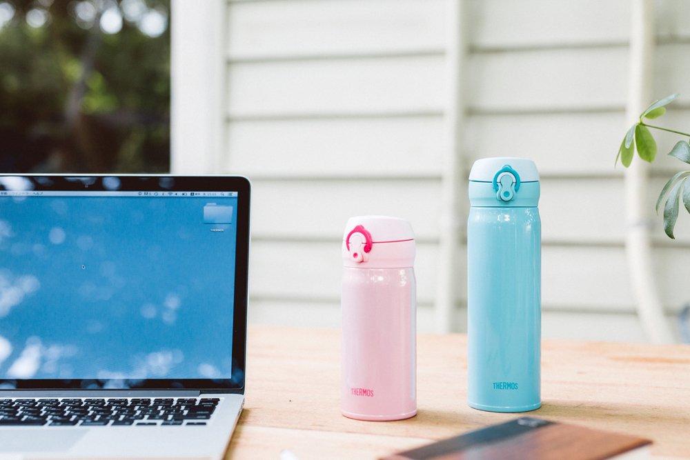 THERMOS Water Bottle Vacuum Insulated Mobile Mug Open 350ml Coral Pink CP [One-Touch Type] JNL-352