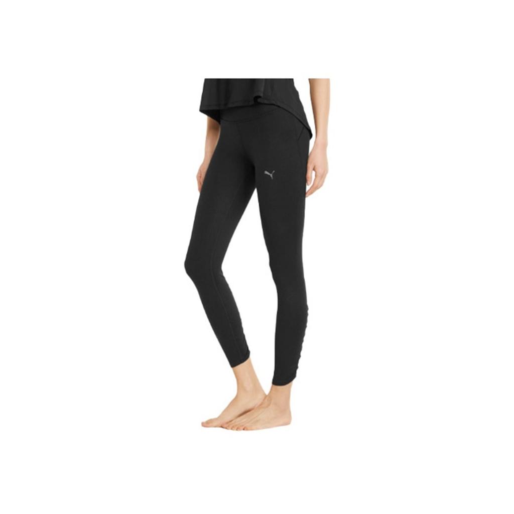 Puma Yoga Series Solid Color Logo Print High Waist Nine-Point Fitness Pants Women Bottoms Black 521956-01
