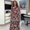 European and American Women's Clothing Summer African New Celebrity Style Hollow Waist Printing Dress Women