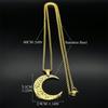 Collana Ciondolo Luna Crescente Islamica Musulmana per Donne Uomini Acciaio Inossidabile Colore Oro Catena Corano Arabo Gioiello Amuleto Regalo