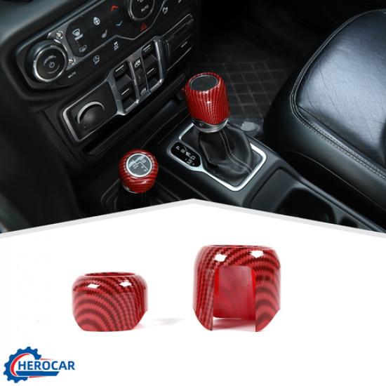 Red Carbon Fiber Center 4WD Gear Shift Trim Cover for Jeep Wrangler JL JT 2018+