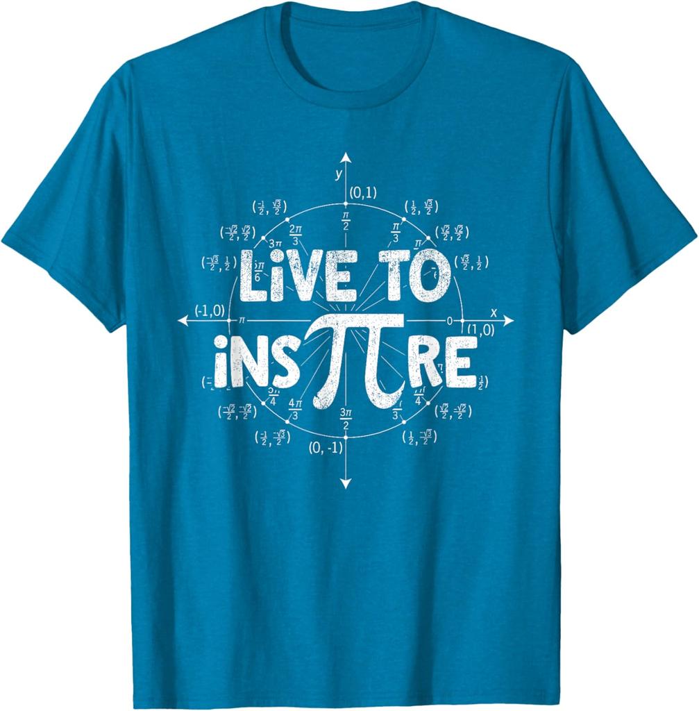 Live to Inspire Pi Symbol Math Teacher Graphic T-Shirt Unisex Casual Short Sleeve Tee