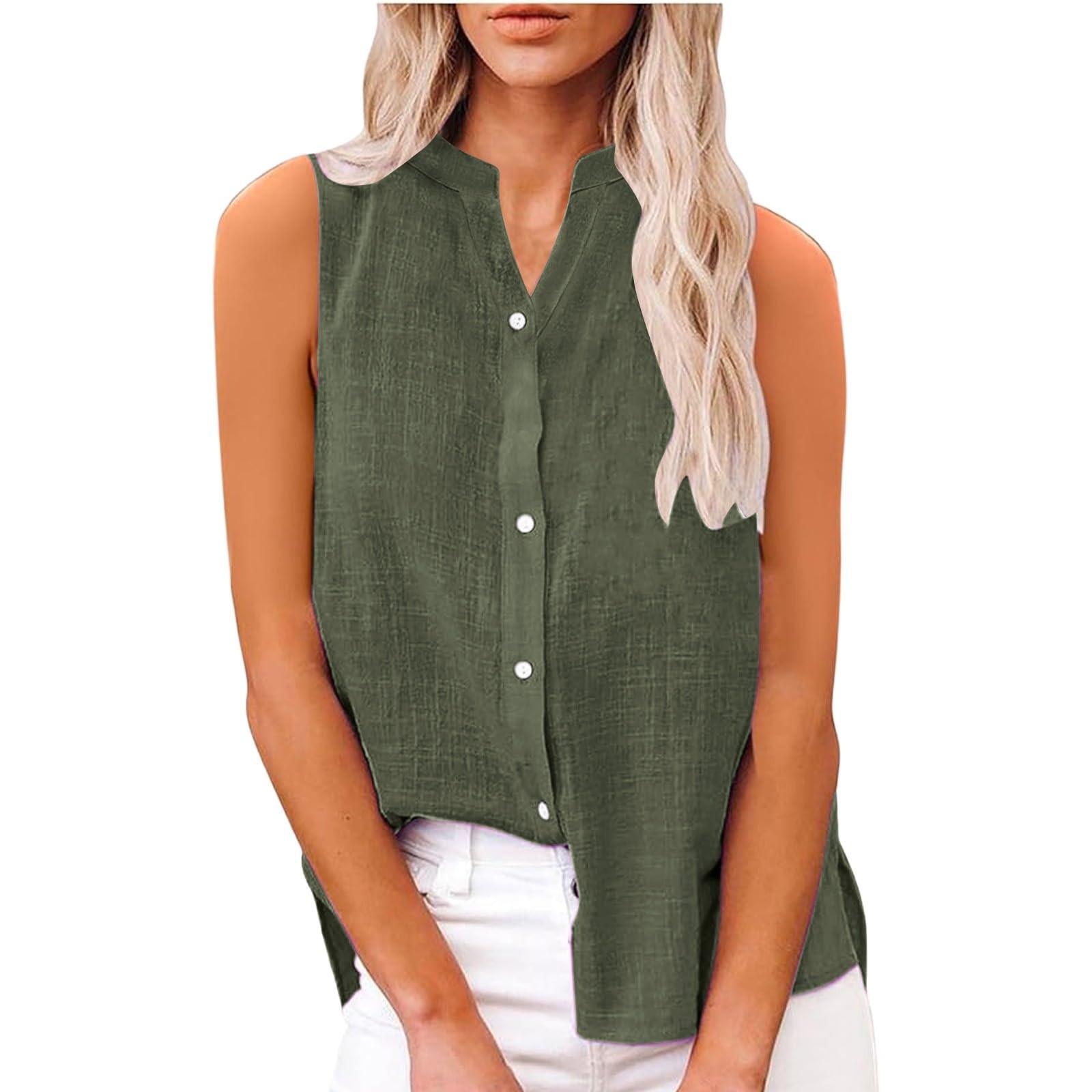 

Женская мода однотонный повседневный кардиган без рукавов на пуговицах свободная хлопково-льняная рубашка топ L