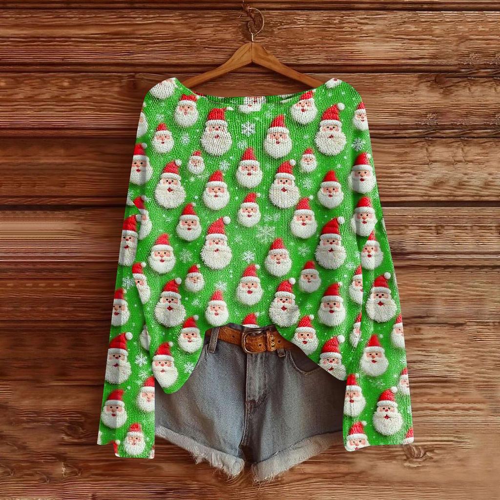 Damenmode Langarm Weihnachten Schneemann Schneeflocke Druck Jacke Strickjacke