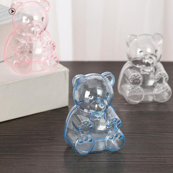 2 Stück Süße Bärenförmige Süßigkeitenschachteln Klare Füllbare Leckerli-Behälter Wiederverwendbare Feiertagssüßigkeiten-Geschenkbox für Junggesellinnenabschied Hochzeit Weihnachtsfeier Gastgeschenke