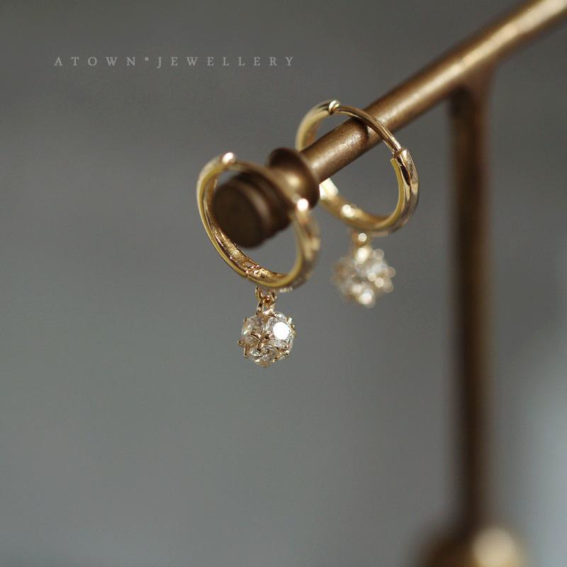 Elegant 14K Gold Plated S925 Sterling Silver Hoop Earrings with Cubic Zirconia and Sterling Silver Ear Backs.