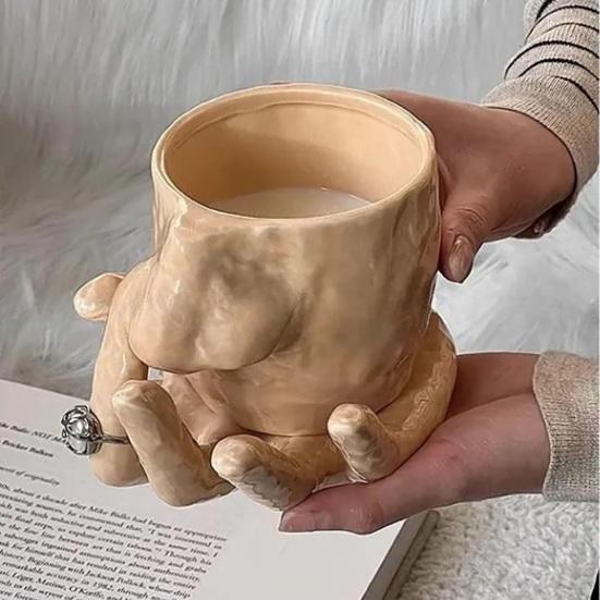 Funny Nose Picking Mug And Plate Set Handmade Ceramics Mug 410ml Nose Coffee Cup Pen Holder Makeup Brush Organizer Unique Gag Gifts for Friends