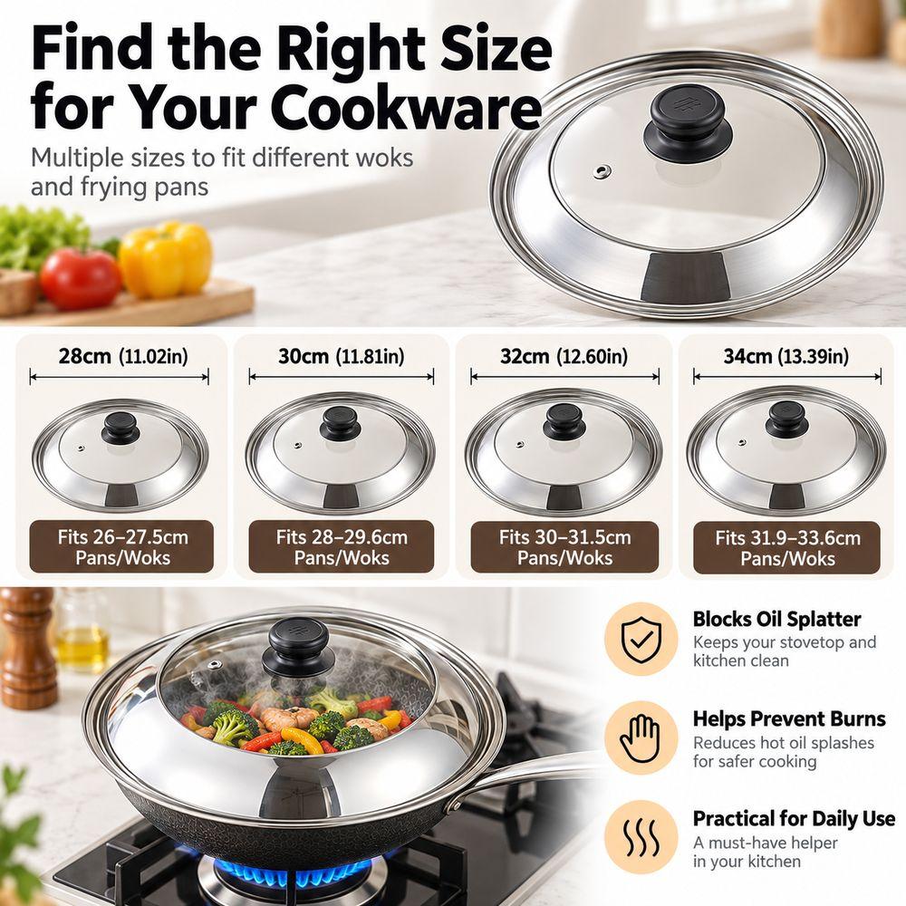 Visible Oil Splatter Guard Heat Resistant Wok Splatter Lid New Pot Lid  Home Kitchen