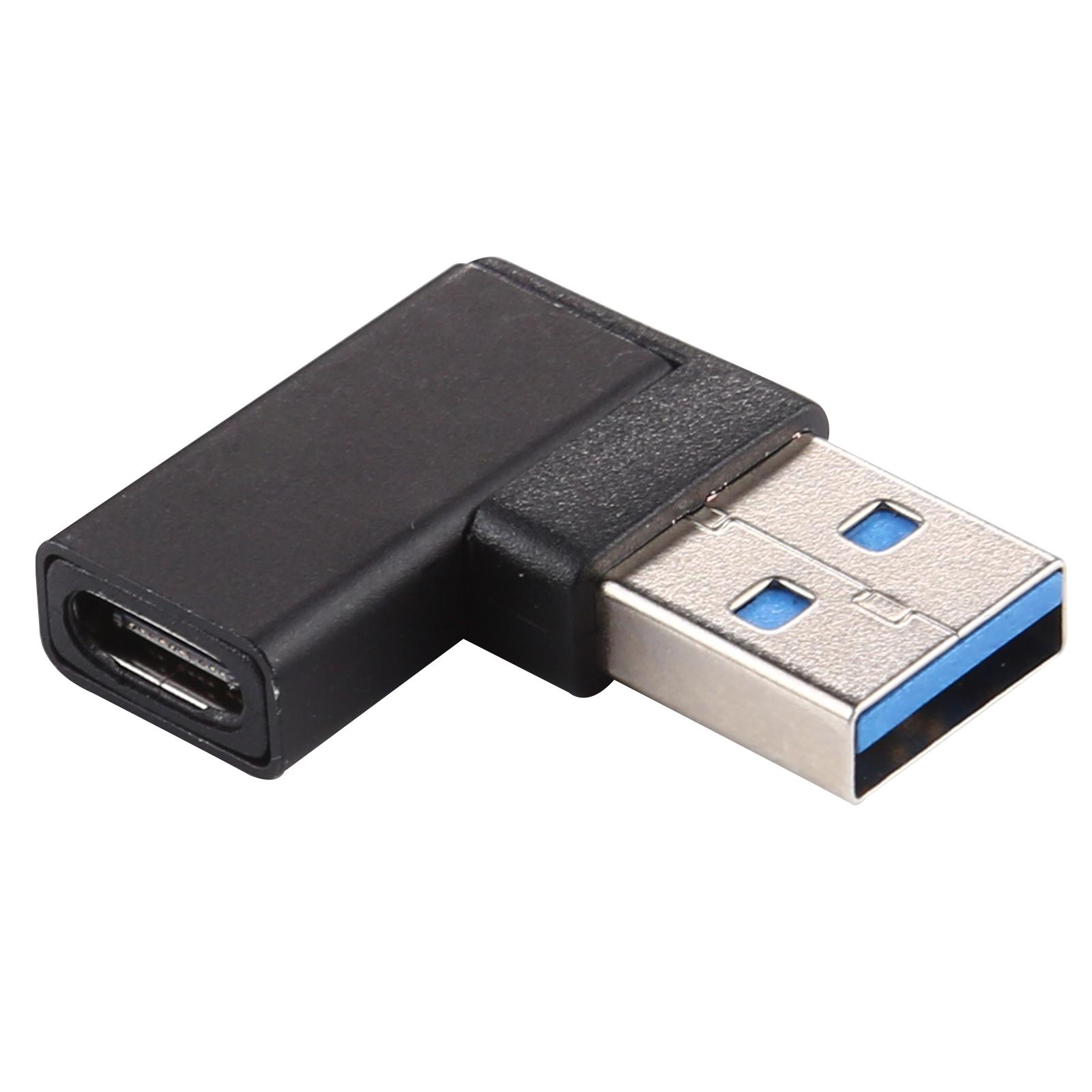 

90 Degree Right Angle Type C Female to USB 3.0 Male 10Gbps Data Adapter for Laptop Desktop PC As Shown A